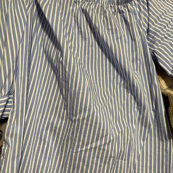 2/$15 Blue and White striped blouse - Picture 4 of 4